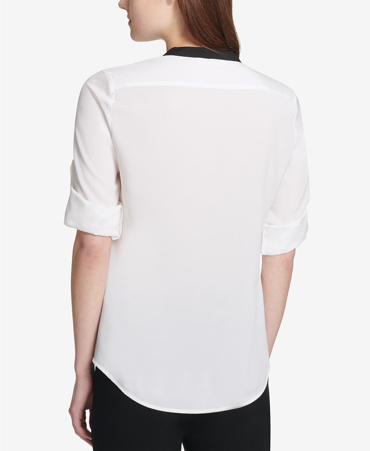 Calvin Klein Two-Tone Zip Blouse - TopLine Fashion Lounge