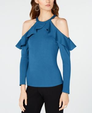 I.n.c. Ruffle-Detail Cold Shoulder Top - TopLine Fashion Lounge