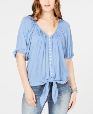 TIE FRONT BUTTON TOP - TopLine Fashion Lounge