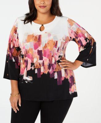 JM Collection Plus Size Embellished Tunic To Pickled Beet Meddley 1X - 