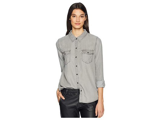 Sanctuary Cotton Snap-Front Shirt - TopLine Fashion Lounge