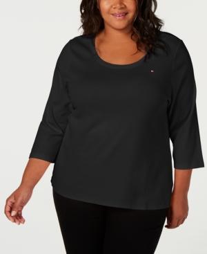 Tommy Hilfiger Plus Size Cotton Top, - TopLine Fashion Lounge