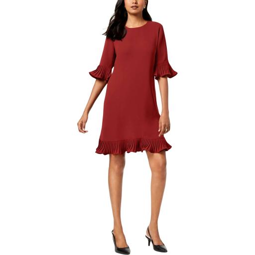 Alfani Womens Pleated Flounce Dress