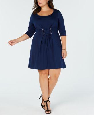 Love Squared Trendy Plus Size Corset-Front Dress - TopLine Fashion Lounge