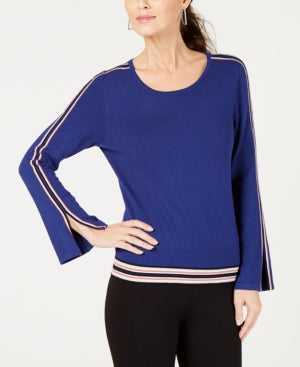 Alfani Petite Varsity-Striped Sweater