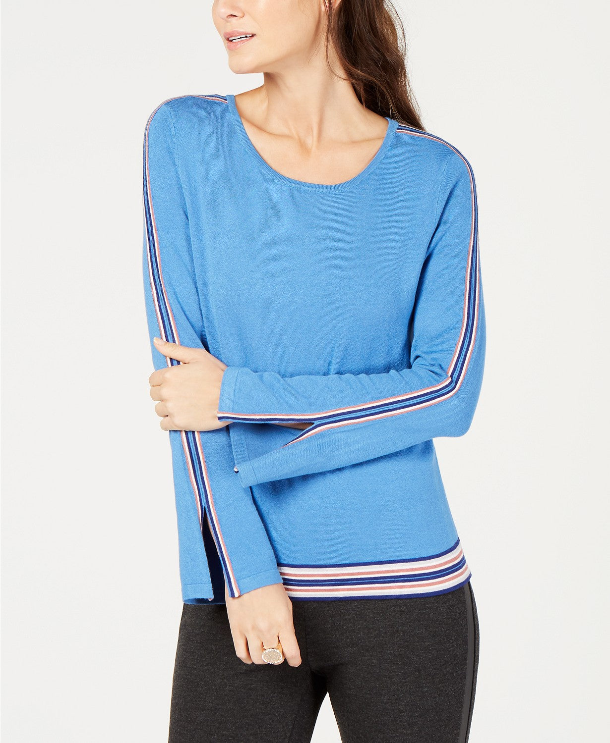 Alfani Petite Varsity-Striped Sweater