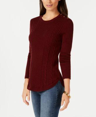 Charter Club Shaped Cable Sweater Mocha Rose XL - 