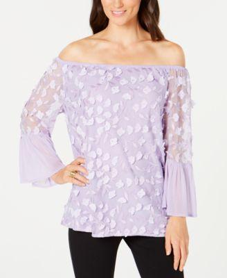 Alfani Floral-Applique Bell-Sleeve Top - TopLine Fashion Lounge