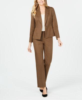 Le Suit One-Button Striped Pantsuit Blazer - TopLine Fashion Lounge