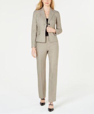 Le Suit Women's Beige/black Textured Two-button Pantsuit Jacket only - TopLine Fashion Lounge