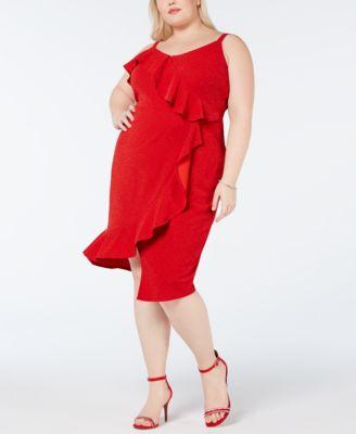 Love Squared Plus Size Asymmetrical-Ruffle Midi Dress - TopLine Fashion Lounge