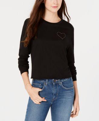 Carbon Copy Embroidered Heart Top Black XS - 
