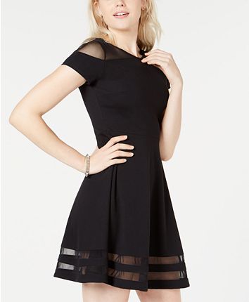 Bar III Mesh Fit & Flare Dress