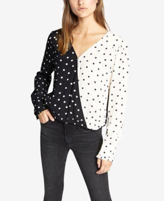 Sanctuary Cori Half and Half Wrap Blouse Polka Dot S - 