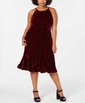 RUFFLE MIDI VELVET BASIC - TopLine Fashion Lounge