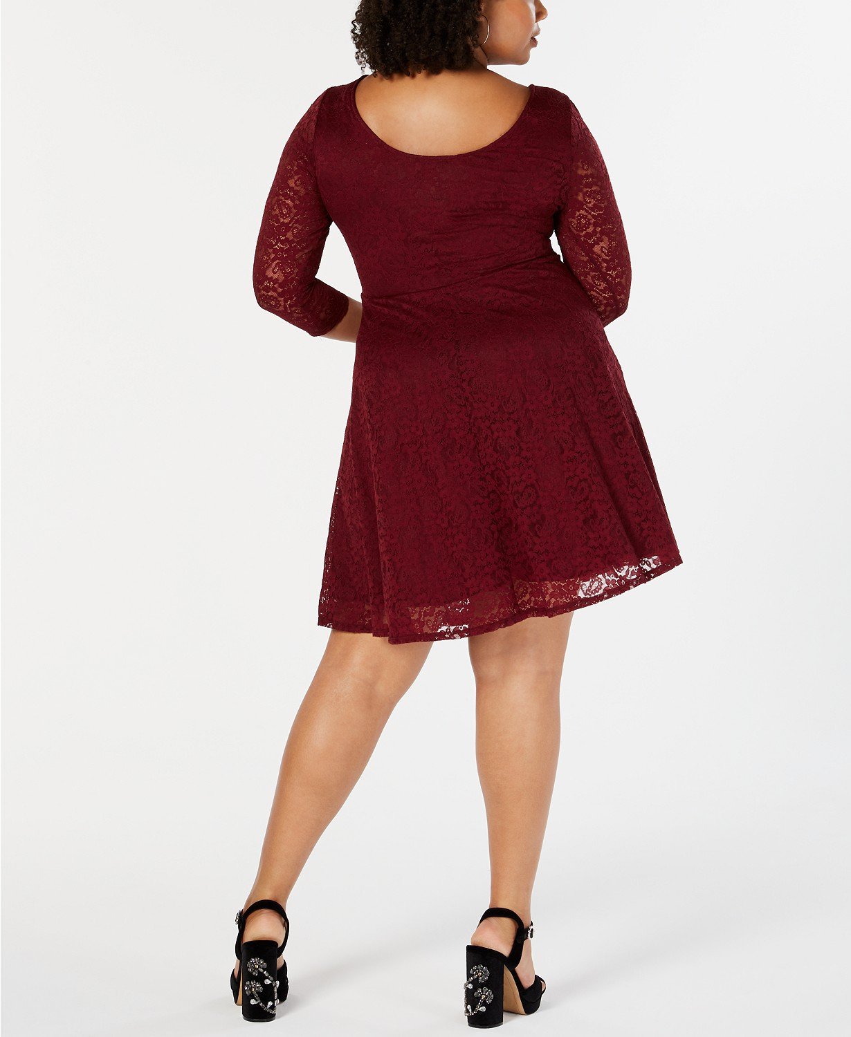 Soprano Trendy Plus Size Lace Fit & Flare Dress - TopLine Fashion Lounge