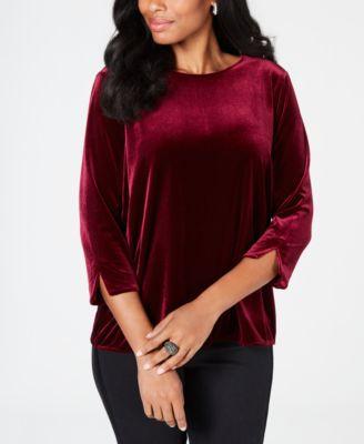 Charter Club Velvet Top Deep Black L - 