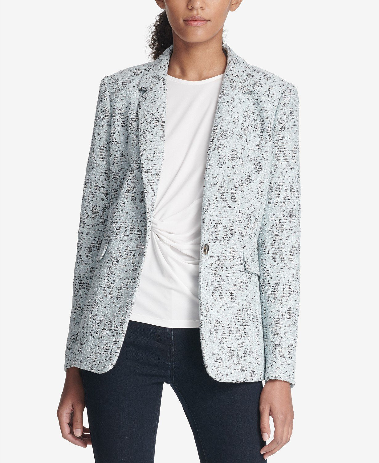 Dkny Bonded Lace One-Button Jacket - TopLine Fashion Lounge