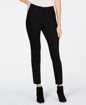 Style Co Embellished Skinny Jeans Black Rinse 6 - 