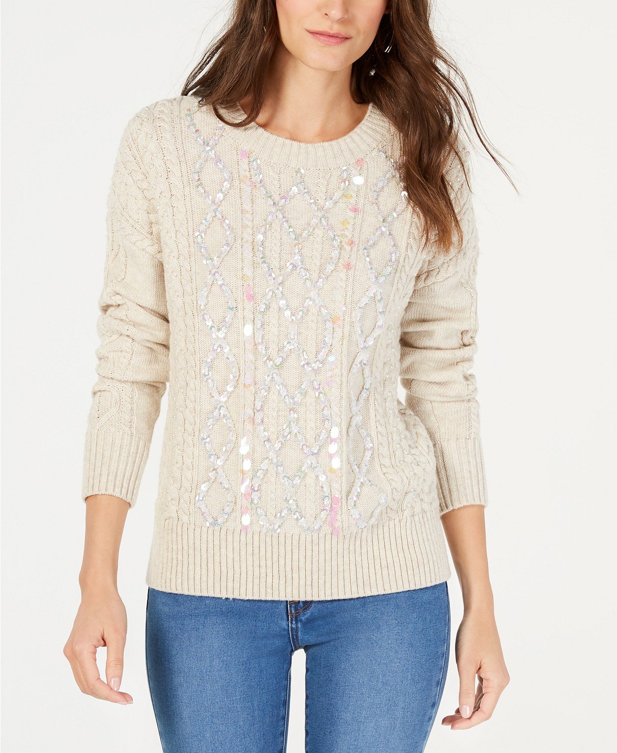 I.n.c. Embellished Cable-Knit Sweater - TopLine Fashion Lounge