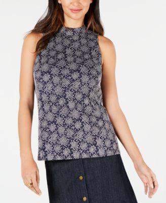 Michael Kors Printed Sleeveless Mock-Neck Top - TopLine Fashion Lounge