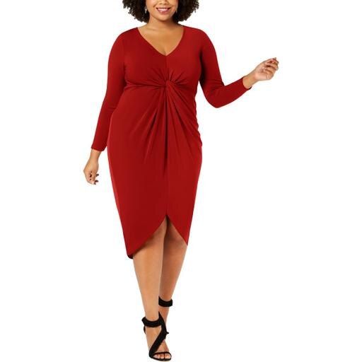 Soprano Trendy Plus Size Twist-Front Bodycon Dress