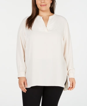 Anne Klein Plus Size Split-Neck Top