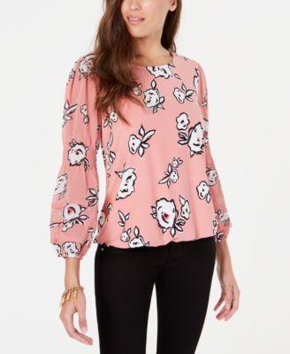 Alfani Printed Tiered-Sleeve Bubble Top - TopLine Fashion Lounge