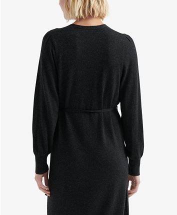 Lucky Brand V-Neck Sweater Dress Charcoal S