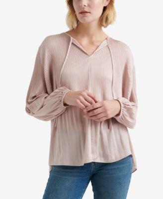 Lucky Brand Pleated Peasant Top Pink L - 