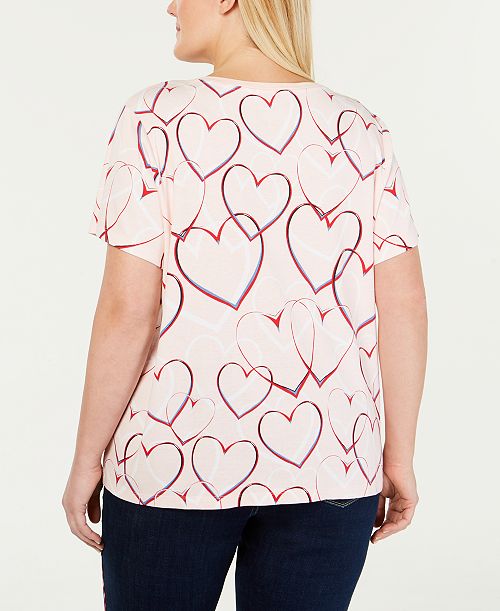 Tommy Hilfiger Plus Size Cotton Heart-Print T-Shirt