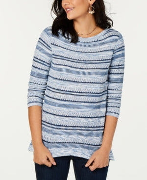 Style Co Striped Sweater Blue Combo XS