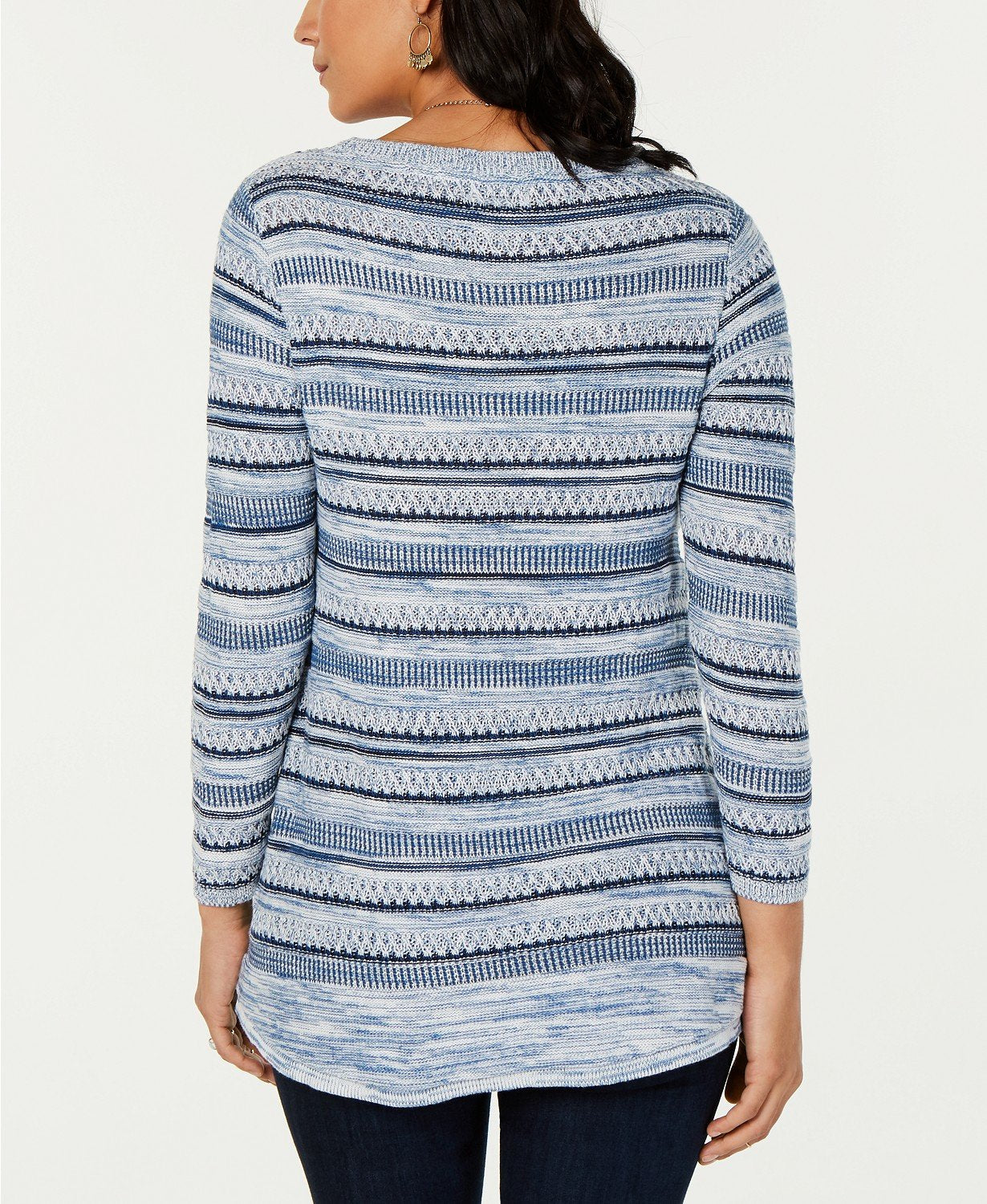 Style Co Striped Sweater Blue Combo L