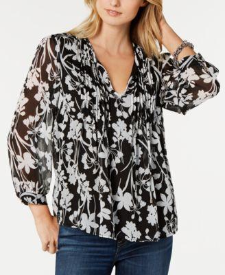 Tommy Hilfiger Printed Pintuck-Pleat Top - TopLine Fashion Lounge