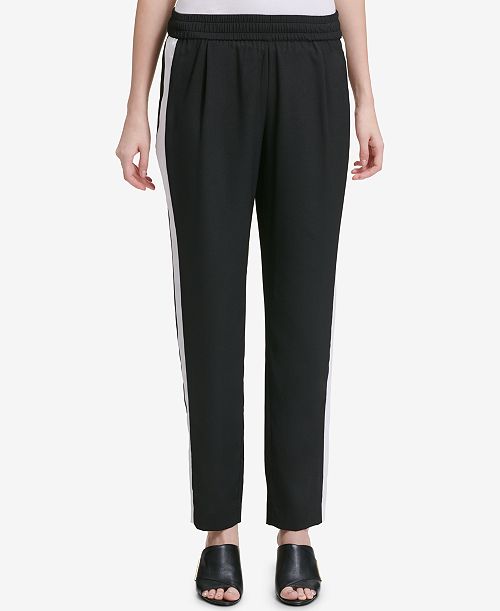 Calvin Klein Side-Stripe Straight-Leg Pants