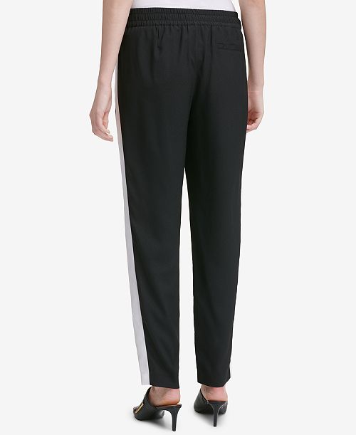 Calvin Klein Side-Stripe Straight-Leg Pants