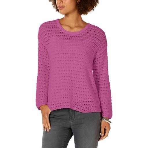 Style Co Cotton Pointelle Sweater Sea Captain XL
