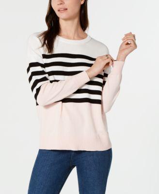 Tommy Hilfiger Womens White&pink Striped Cotton Pullover Sweater Top Xl - TopLine Fashion Lounge
