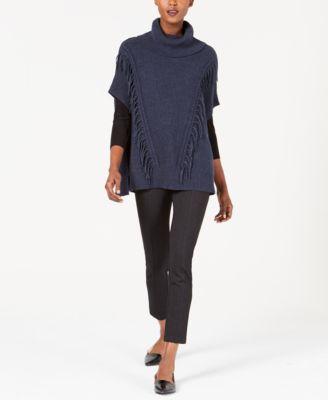 FRINGE TURTLENECK PONCHO - TopLine Fashion Lounge