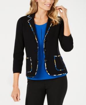 Kasper Printed-Trim Blazer - TopLine Fashion Lounge