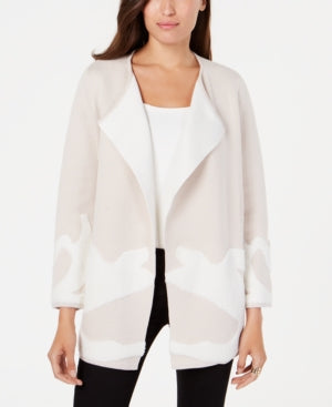 Alfani Abstract-Pattern Double-Knit Sweater Coat