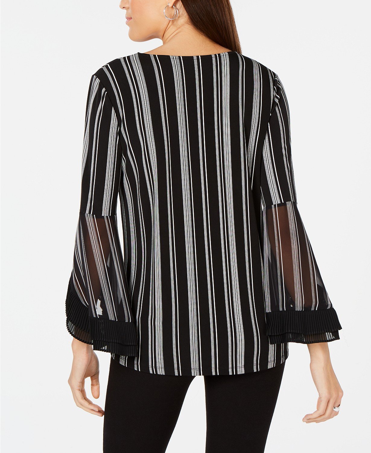 Alfani Striped Pleated-Cuff Top - TopLine Fashion Lounge