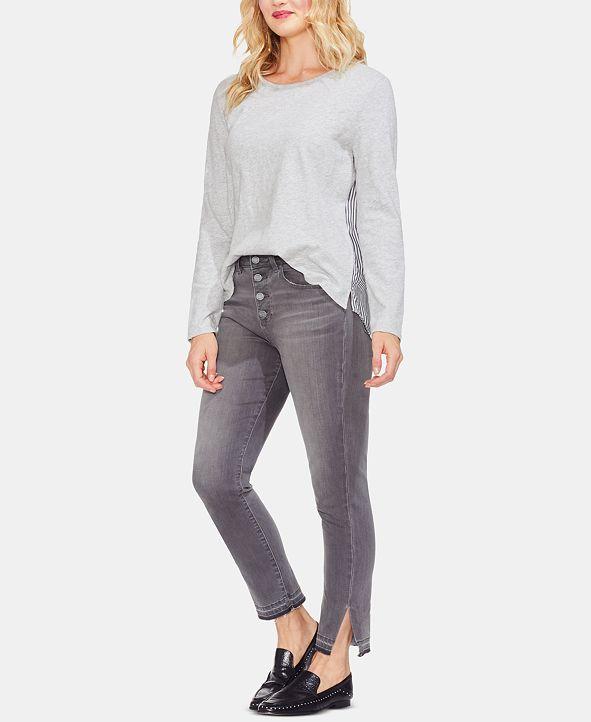 Vince Camuto Mixed Media Striped Top - TopLine Fashion Lounge