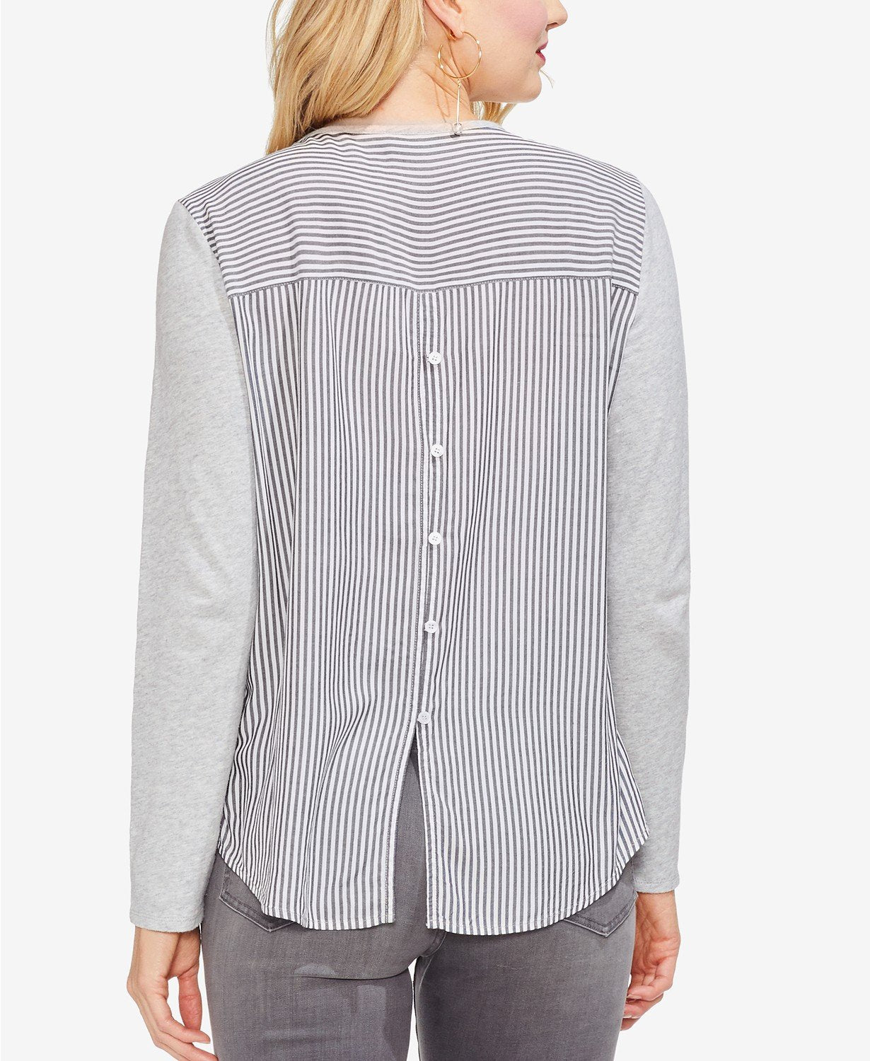 Vince Camuto Mixed Media Striped Top - TopLine Fashion Lounge