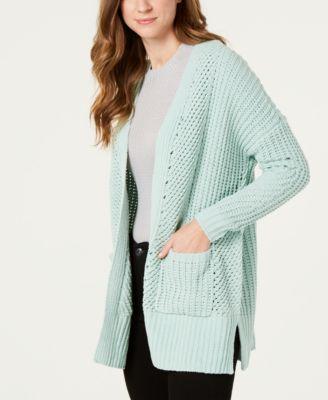 Style Co Chenille Open-Front Cardigan Mint Ice L - 