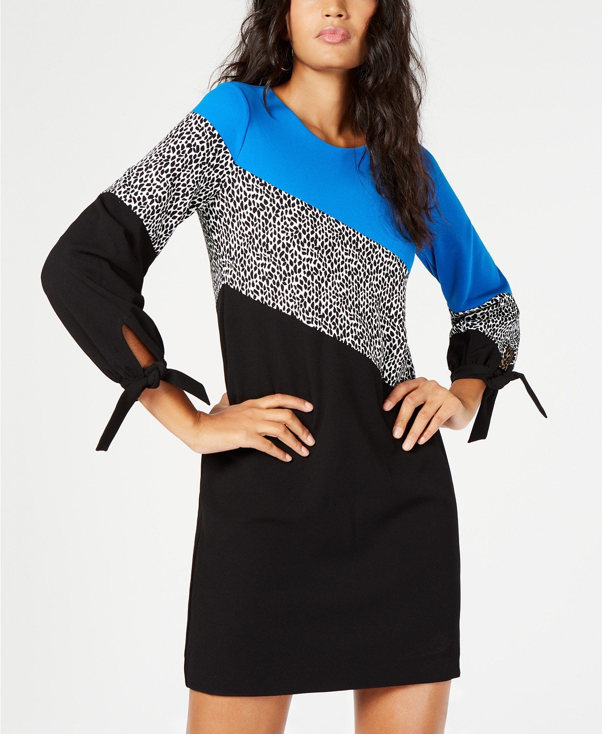 Alfani Women's Colorblock 3/4 Sleeve Scoop Neck Shift Dress - TopLine Fashion Lounge