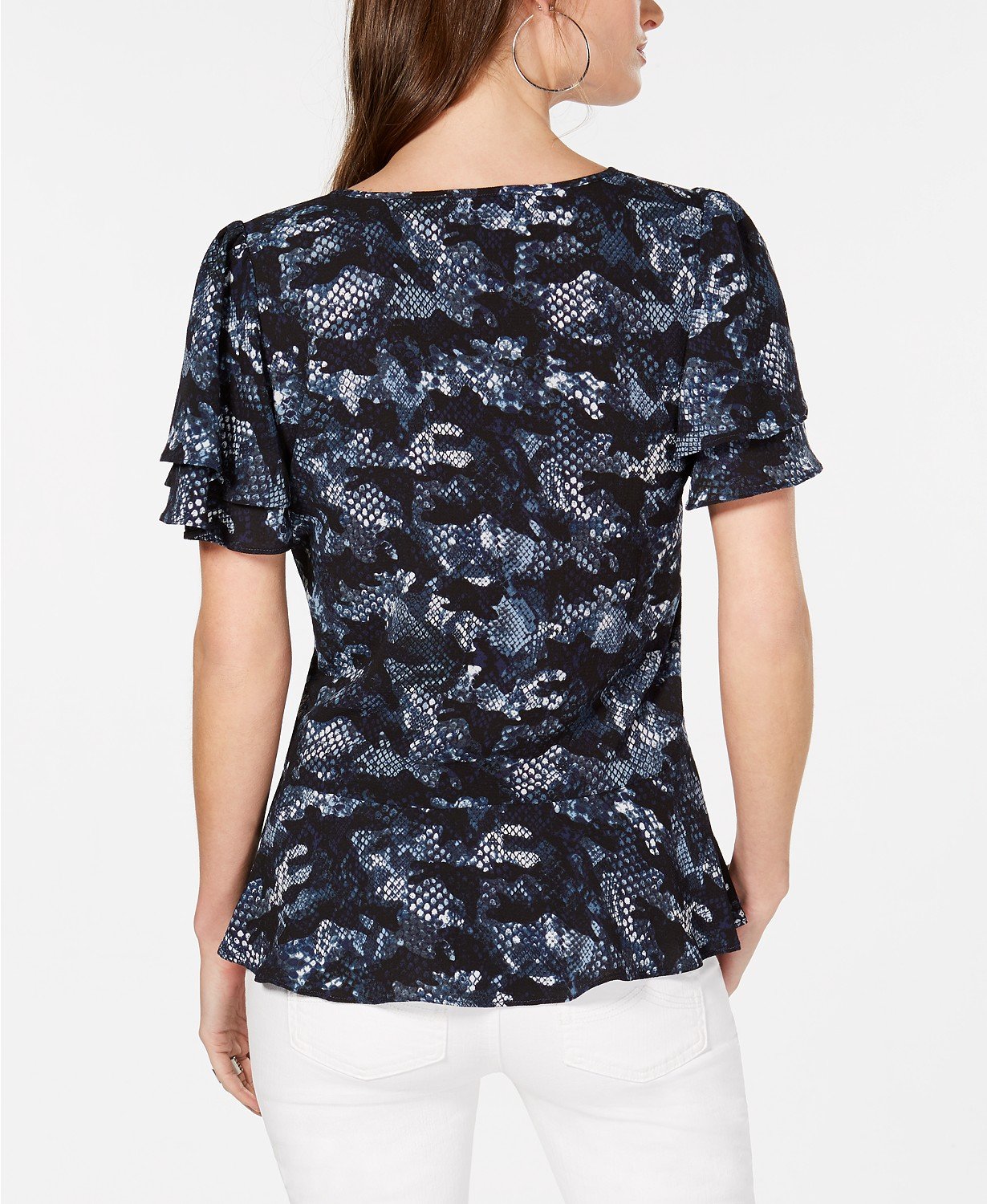 Michael Michael Kors Printed Flounce Top - TopLine Fashion Lounge