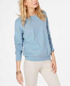 INC Ruched-Sleeve Sweater