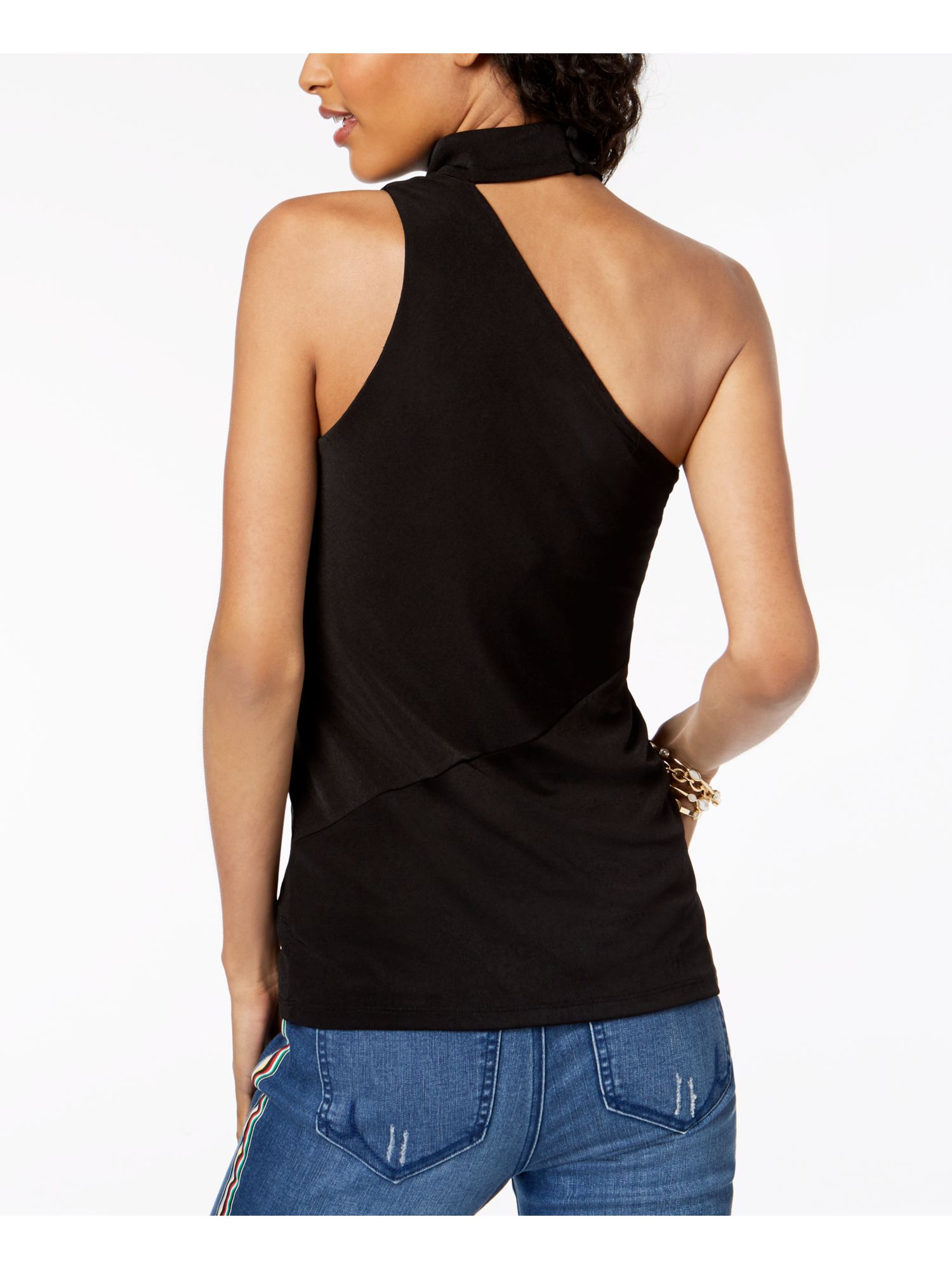 INC Womens Black One Shoulder Choker Asymmetrical Neckline Top Size: XL - TopLine Fashion Lounge
