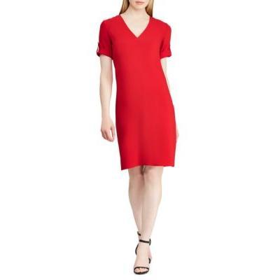 Lauren Ralph Lauren Red Roll-Tab-Sleeve Shift Dress